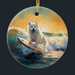 Décoration En Céramique American Eskimo Beach Surf Peinture<br><div class="desc">Plongez dans le monde ludique de l'aventure canine avec cette peinture captivante. Un chien en ébullition se rend aux vagues, chevauchant habilement le surf sur une plage baisée par le soleil. L'oeuvre d'art vibrante capte magnifiquement l'essence de l'excitation au bord de la plage tandis que le chien court sans crainte...</div>