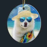 Décoration En Céramique American Eskimo on Beach, cadeau d'été pour amoure<br><div class="desc">Vous cherchez un cadeau d'été parfait pour un amoureux des chiens? Ne cherchez pas plus loin que ce magnifique Chien sur la scène de plage design! Ce design accrocheur saisit l'esprit ludique de cette race bien-aimée qui frôle le sable et prend le soleil et le surf. Avec ses couleurs vives...</div>
