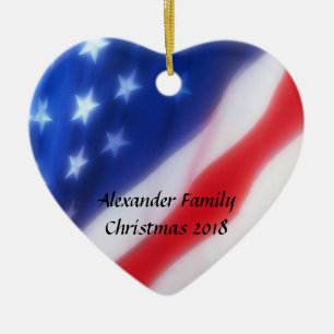 Décoration En Céramique American Flag Heart Ornament personnalisé
