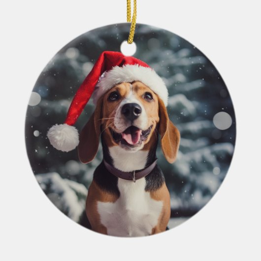Décoration En Céramique American Foxhound Dog Christmas Keepsakound (Devant)