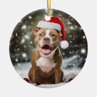 Décoration En Céramique American Pit Bull Terrier Chien Noël Keepsaké