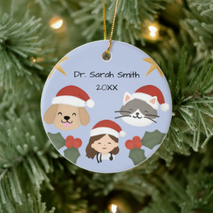Décoration En Céramique Amis personnalisés de vétérinaire de Noël