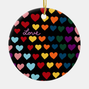 Décoration En Céramique Amour avec arc-en-ciel de cœurs