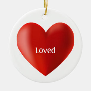 Décoration En Céramique Amour cœur rouge et calligraphie sur fond blanc