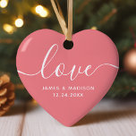 Décoration En Céramique Amour Couples personnalisés Pink Photo Ornament<br><div class="desc">Amour Personnalisé Couples Photo Ornament. Un ornement romantique qui fait un grand cadeau pour les vacances. Je ferais aussi une grande faveur de mariage. Personnalisez ce design personnalisé avec votre propre photo et texte.</div>