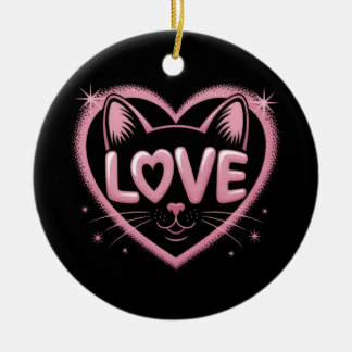 Décoration En Céramique Amour de chat scintillant