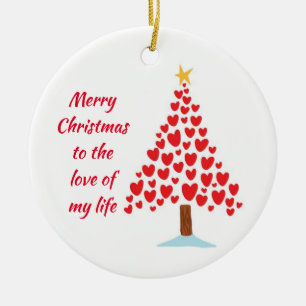 DÉCORATION EN CÉRAMIQUE AMOUR DE MA VIE/JOYEUX NOËL AU DOS