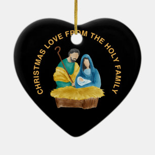 DÉCORATION EN CÉRAMIQUE AMOUR DE NOËL DE LA SAINTE FAMILLE