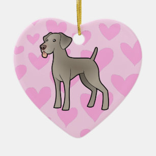 Décoration En Céramique Amour de Weimaraner (ajoutez votre propre message)