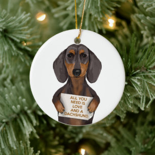 Décoration En Céramique Amour et Dachshund