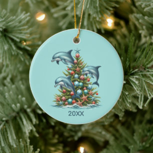 Décoration En Céramique Amoureux de dauphins de plage mignons ajoutent un