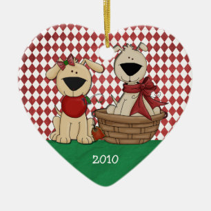 Décoration En Céramique Amoureux de les chiens Premier Noël Ensemble Pers