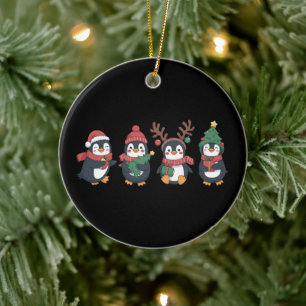 Décoration En Céramique Amoureux de manchots de Noël Animaux mignons Famil