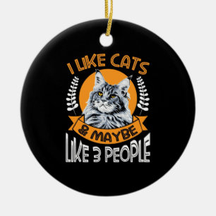 Décoration En Céramique Amoureux des chats J'Aime Les Chats Et 3 Personnes