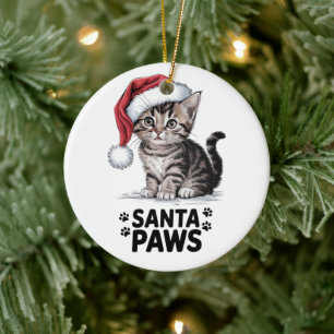 Décoration En Céramique Amoureux des chats - Père Noël Paws