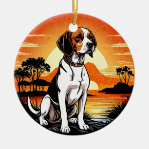 Décoration En Céramique Amoureux des chiens beagle Retro Sunset