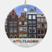 Décoration En Céramique Amsterdam Pays-Bas Canal Maisons Noël (Dos)