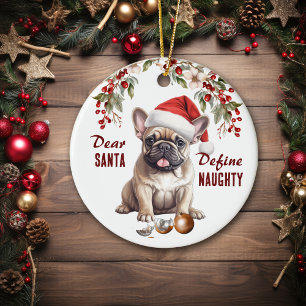 Décoration En Céramique Amusant Français Bulldog Pup Définir Naughty Noël