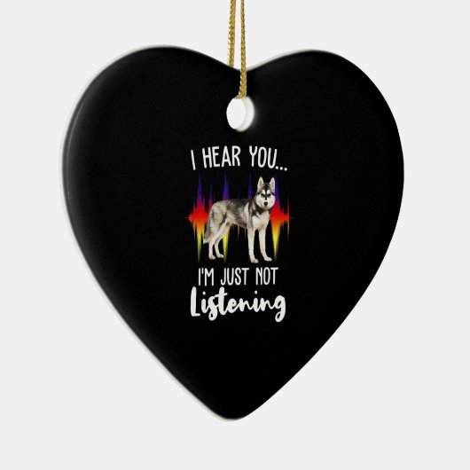 Décoration En Céramique Amusant Husky Sibérien, écoutez-vous (Droite)