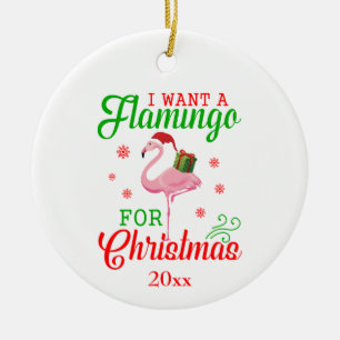 Décoration En Céramique Amusant Mignon "Je Veux Un Flamant Pour Noël"