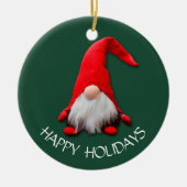 Décoration En Céramique Amusant Rouge Gnome Joyeuses Vacances (Devant)