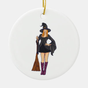 Décoration En Céramique Amusante sorcière vibes sorcières halloween femme