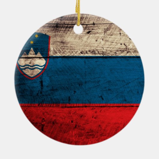 Décoration En Céramique Ancien drapeau de Slovénie en bois (Dos)