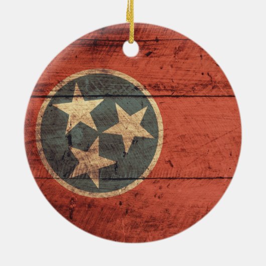 Décoration En Céramique Ancien drapeau du Tennessee en bois ; (Dos)