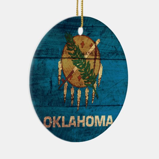 Décoration En Céramique Ancien drapeau en bois de l'Oklahoma ; (Droite)