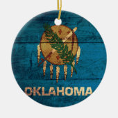 Décoration En Céramique Ancien drapeau en bois de l'Oklahoma ; (Devant)