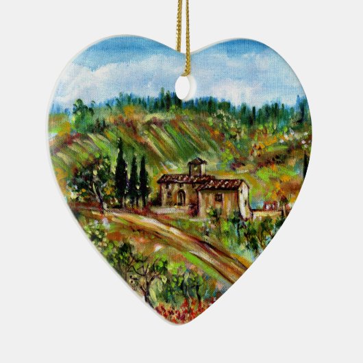 DÉCORATION EN CÉRAMIQUE ANCIENNE FERME EN PAYSAGE TOSCANE (Droite)