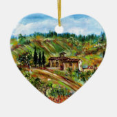 DÉCORATION EN CÉRAMIQUE ANCIENNE FERME EN PAYSAGE TOSCANE (Devant)