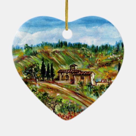 DÉCORATION EN CÉRAMIQUE ANCIENNE FERME EN PAYSAGE TOSCANE (Dos)