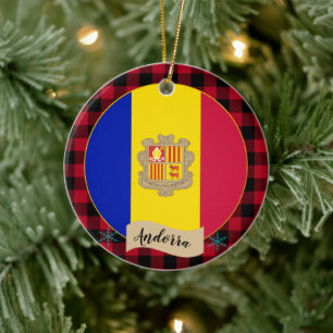 Décoration En Céramique Andorre, Plaid de buffle rouge & drapeau andorran