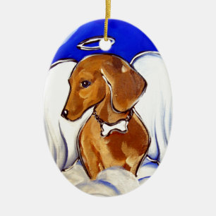 Décoration En Céramique Ange de Dachshund