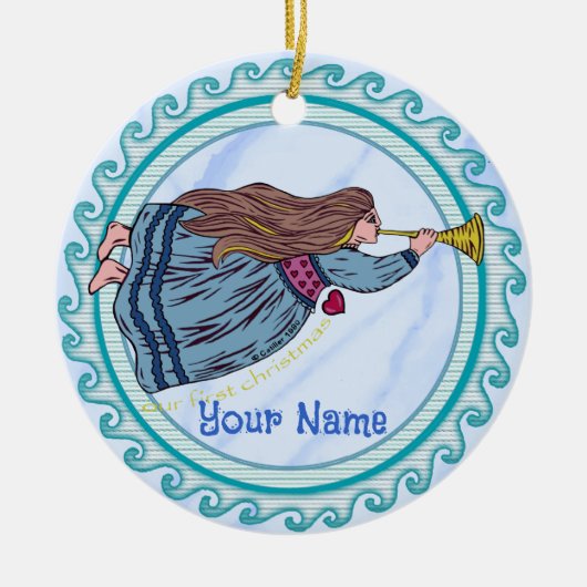 Décoration En Céramique Ange de Noël (Devant)