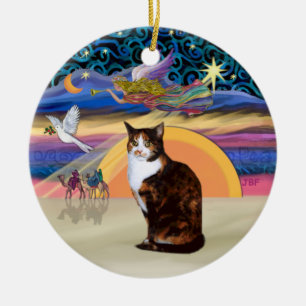 Décoration En Céramique Ange de Noël - Chat calico (Amér. Short Hair)