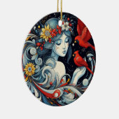 Décoration En Céramique Ange de Noël et cardinaux (Droite)