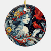 Décoration En Céramique Ange de Noël et cardinaux (Dos)