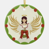 Décoration En Céramique Ange de Noël Rouge Vert Holly Année 2024 (Devant)