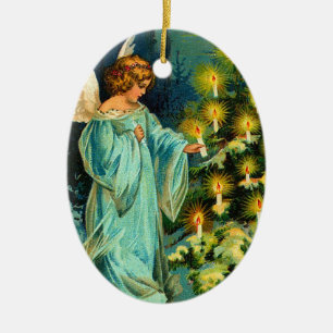 Décoration En Céramique Ange de Noël Vintage
