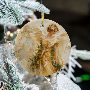 Décoration En Céramique Ange d'or Noël de l'ornement d'amour