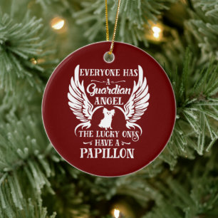 Décoration En Céramique Ange gardien de chien de papillon