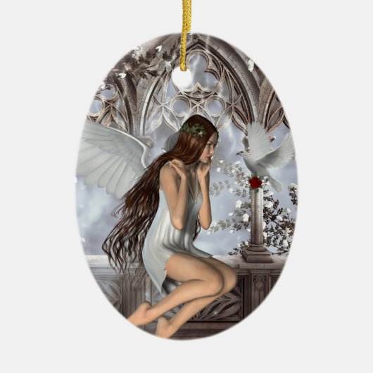 Décoration En Céramique Angel et sa colombe (Devant)