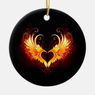 Décoration En Céramique Angel Fire Heart with Wings