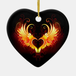 Décoration En Céramique Angel Fire Heart with Wings