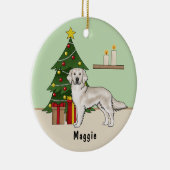 Décoration En Céramique Anglais Crème Golden Retriever avec sapin de Noël (Droite)