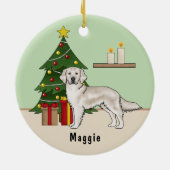 Décoration En Céramique Anglais Crème Golden Retriever avec sapin de Noël (Dos)