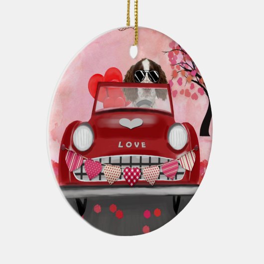 Décoration En Céramique Anglais Springer Spaniel Car Hearts Valentine's (Droite)