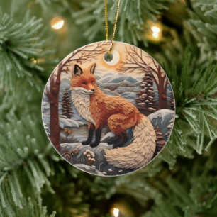 Décoration En Céramique Animaux Chirstmas Fox 3D